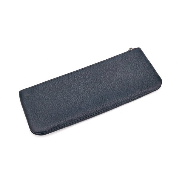 KeriKit England Scotty Pencil Case - Limited Edition - Navy Leather with Silver Hardware