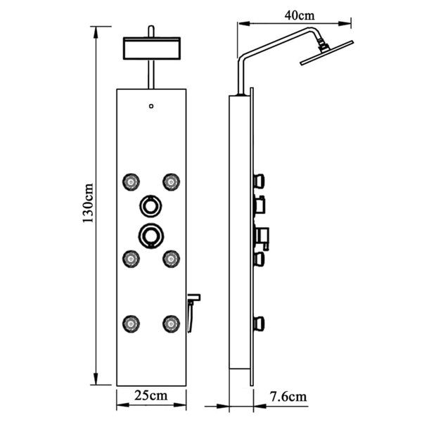 Berkfield Shower Panel Unit Glass 25x47.5x130 cm Black
