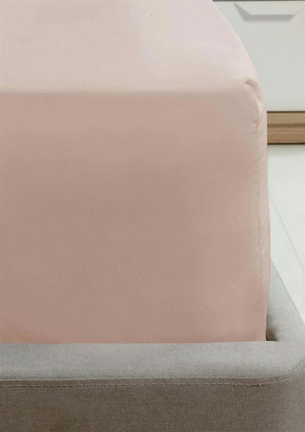 Percale 16" Fitted Sheet and Pillowcases Bundle - Blush - Super King