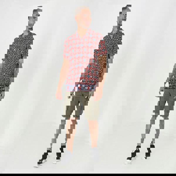 Brave Soul Red Revere Collar Print Shirt - Red Image 3