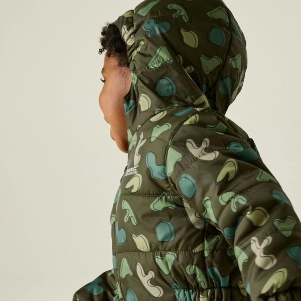 Regatta Childrens/Kids Penrose Splodge Quilted Puddle Suit - Dark Khaki - 