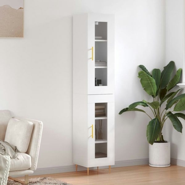 Berkfield Highboard White 34.5x34x180 cm Engineered Wood