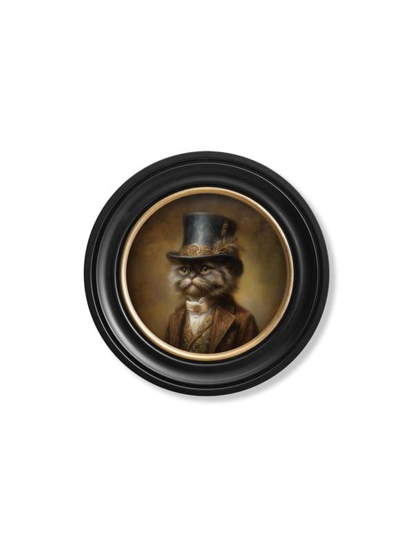 Exceptional Art Sir Fluffington - Gentleman Persian Cat Oxford round frame