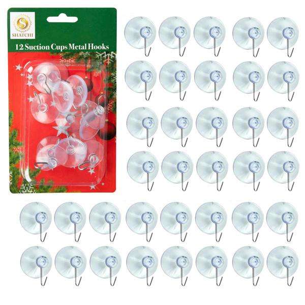 23mm Clear Suction Cup Metal Hooks, Pack of 12, Reusable Hold for Glass, Tiles and Mirrors image 3