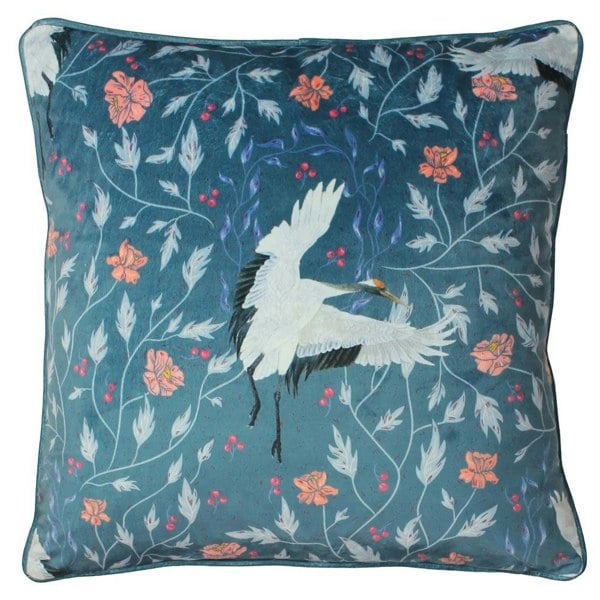 Paoletti Georgiana Botanical Cushion Cover - Slate Blue