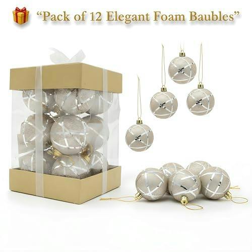 4cm Glittered Soft Foam Silver Christmas Baubles, 12 Pack Hanging Decorations image 4