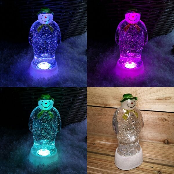 Samuel Alexander 23cm Dual Power Colour Changing LED Christmas Glitter Water Spinner The Snowman & The Snow dog™