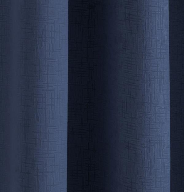 Enhanced Living Navy Plain Textured Thermal Room Darkening Energy Saving Pair of Curtains For Bedroom & Living Room