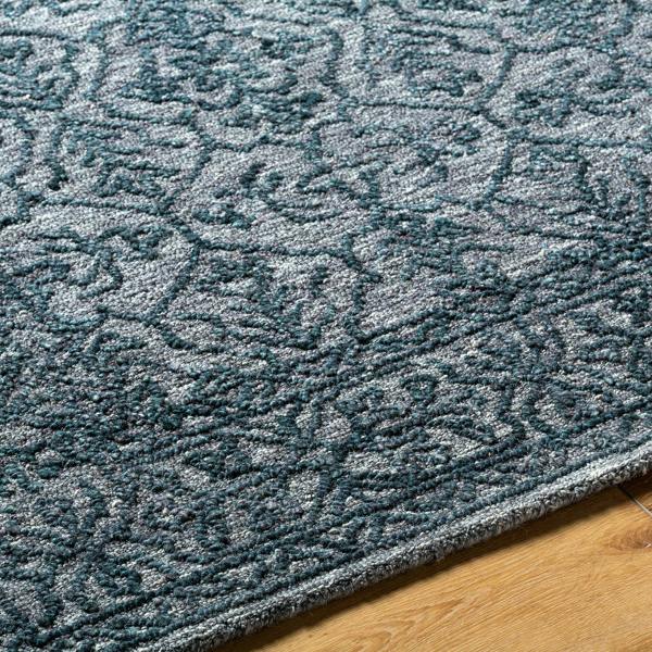 Livabliss Sicily-Hand Tufted Charcoal Blue Wool Traditional Vintage Boho Fringe Rug
