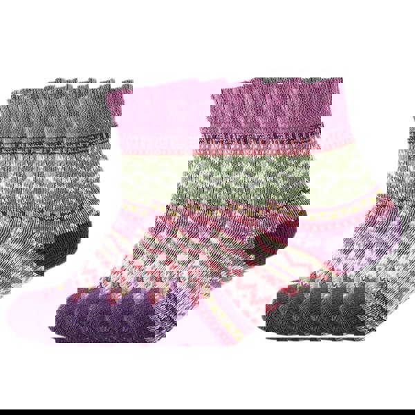 Anysox 5 Pairs Fashion Thick Warm Wool Socks Purple Floral Cotton