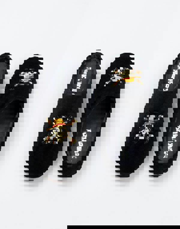 One Piece Boys Black Logo Mule Slippers