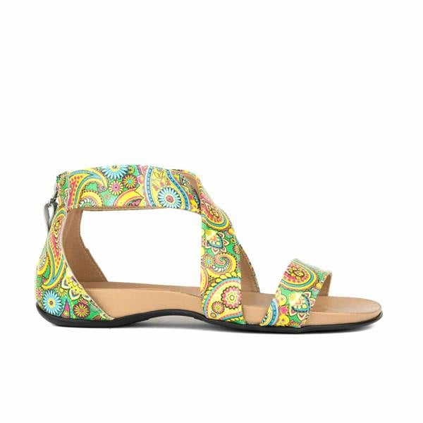 Embassy London Isabella - Festival Green - Women's cross strap sandal with covered zip-up heel