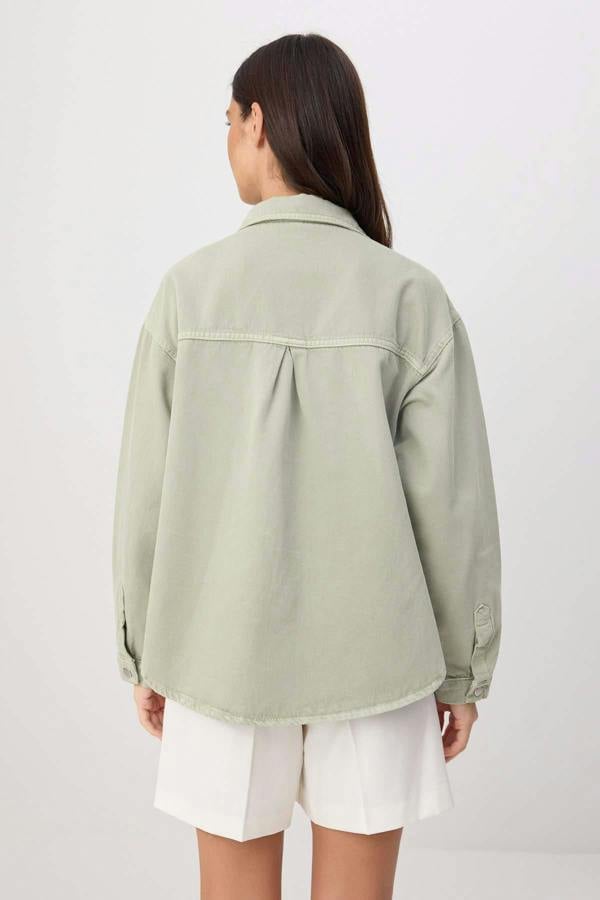 Shirt Collar Oversize Long Sleeve Denim Jacket
