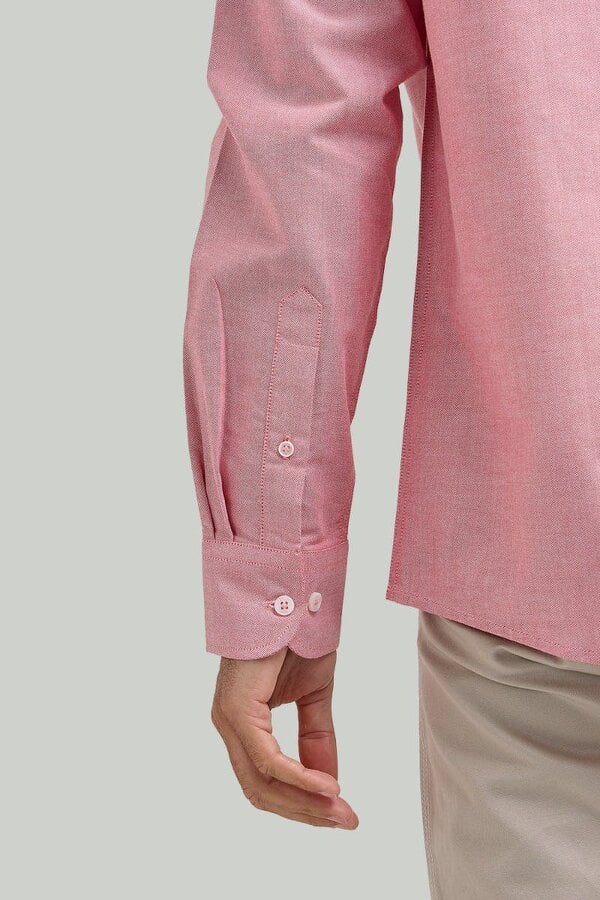 Coral Button-Down Collar Washed Oxford Shirt