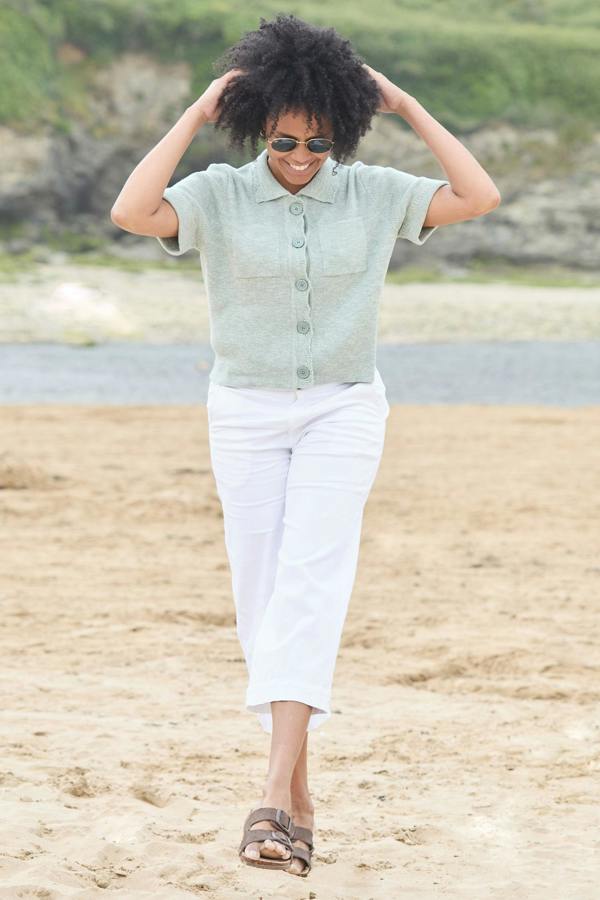 Lily & Me Phoebe Short Sleeve Knitted Jacket Silver Sage