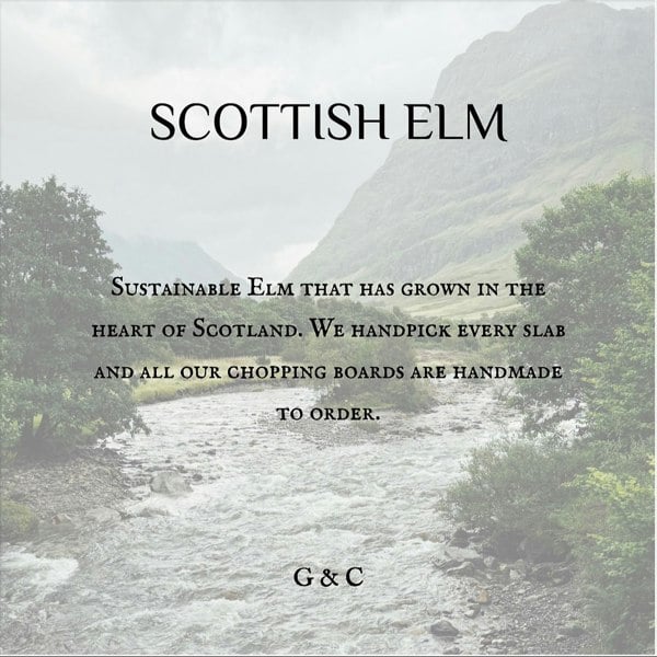 Giraffes & Craftz XL Live Edge Elm Chopping Board - Scottish Elm James Martin Style Chopping Board