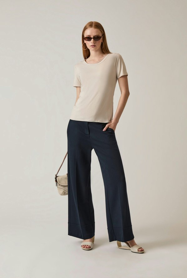 James Lakeland Short Sleeve Beige Top
