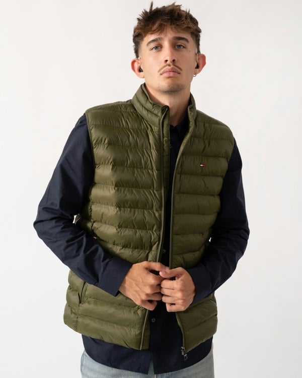Tommy Hilfiger Packable Recycled Mens Quilted Gilet - Huntsman Green