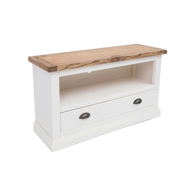 Cabinet Bits Cosenza Off White 1 Drawer TV Cabinet Brass Cup Handle