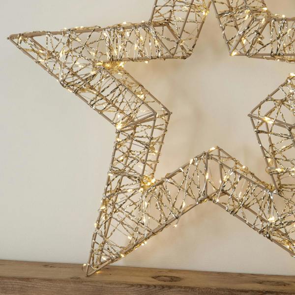Samuel Alexander 50cm Gold Light Up Christmas Star with 240 Warm White LEDs & Timer