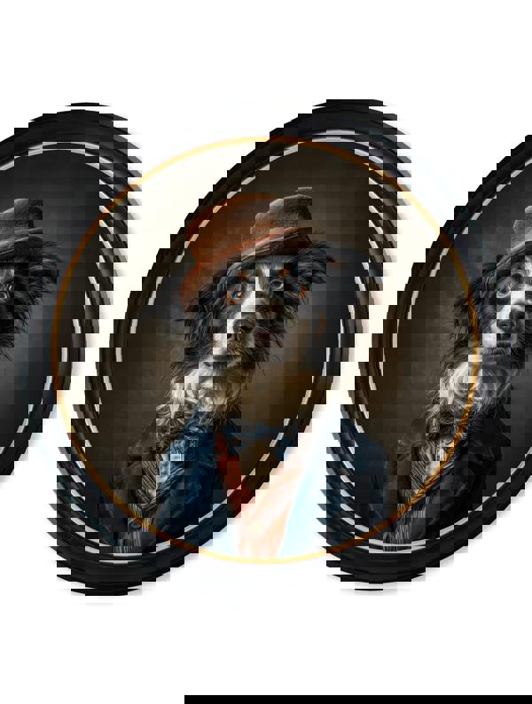 Exceptional Art Lord Shearlock - Gentleman Border Collie Oxford round frame