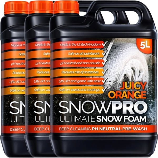 SnowPro Snow Foam Shampoo Car Wash Soap 15L pH Neutral Vehicle Cleaning Detailing Pre Wash Orange Fragrance