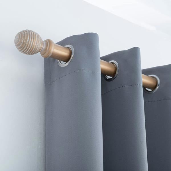 A.Unique Home Ribbed Wooden Curtain Pole with Rings and Fittings, In a Variety of Colours and Sizes (35mm) (180cm, Light Bronze)