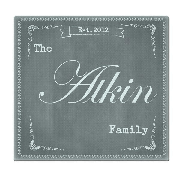 Personalised Memento Company Personalised Family Chalk Glass Chopping Board/Worktop Saver