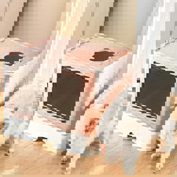 Enclosed Folding Plastic Cat Litter Box with Scoop Living and Home