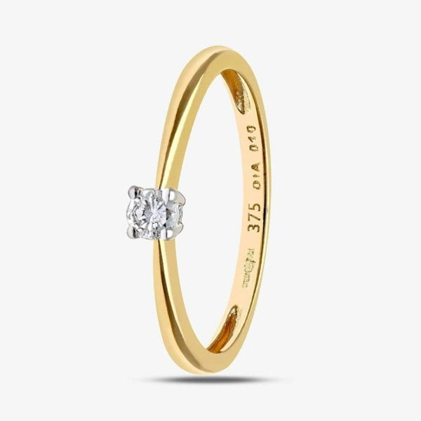 T. H. Baker 9ct Yellow Gold 0.10ct Solitaire Diamond Ring PR04304Y9DD