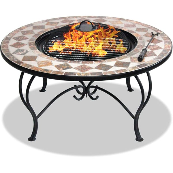 Homeology KENNOCHA Extravagant Garden and Patio Planter Heater Fire Pit Brazier, Coffee Table, Barbecue and Ice Bucket - Marble Finish