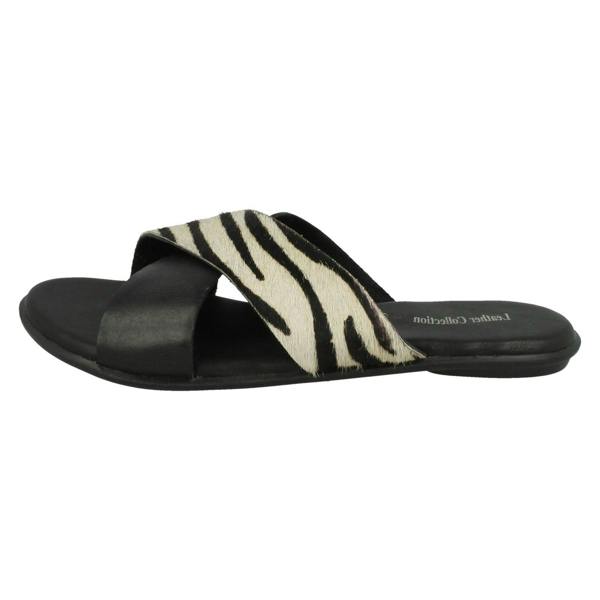 Leather Collection Ladies Leather Collection X Strap Vamp Sandals
