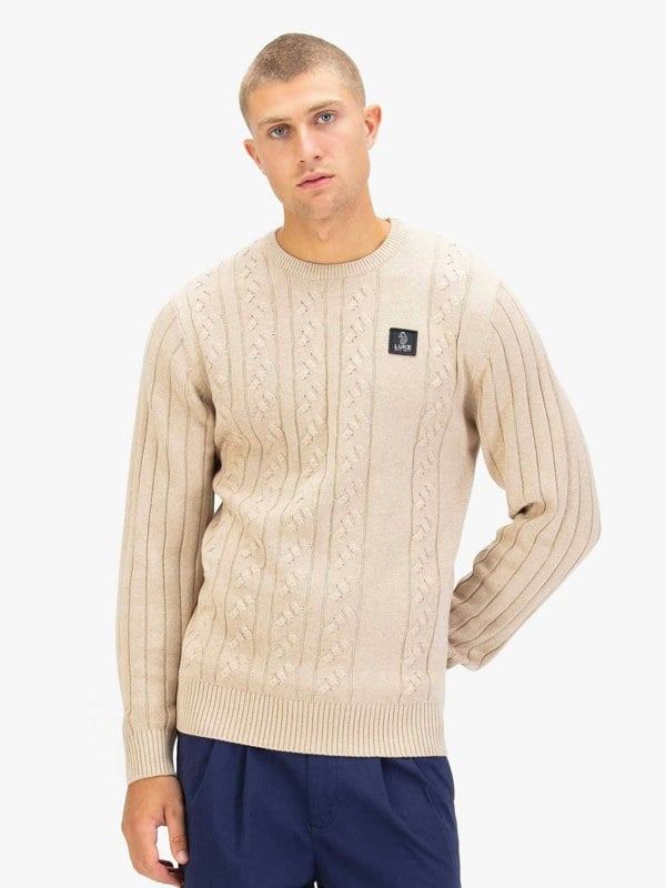 Luke 1977 Mitcham Cable Knit Jumper - Stone