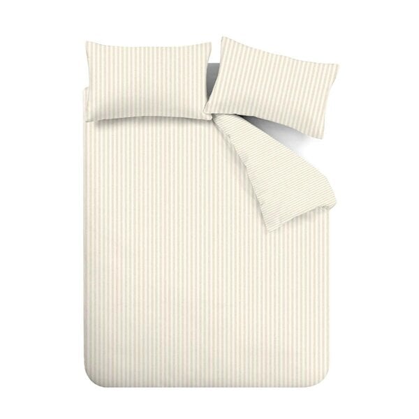 HomeSpace Direct Brushed Stripe Natural Duvet Cover Set