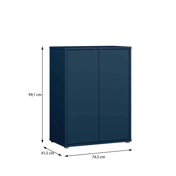 Furniture To Go Alice Springs Tall 2 Door Cupboard with Push-to-Open Doors in Night Blue