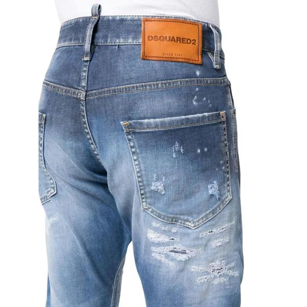 DSQUARED2 Sexy Twist Jean Destroyed Reinforced Paint Splash Blue Jeans W30