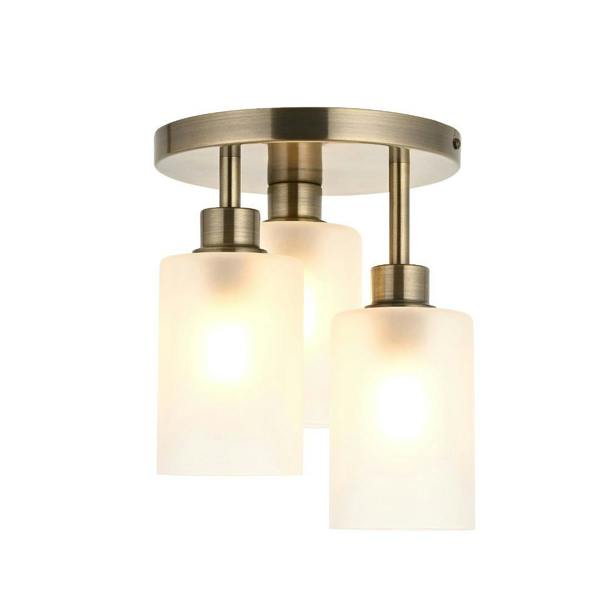 Pagazzi Lighting Kingsholm 3-Light Antique Brass Semi-Flush Plate
