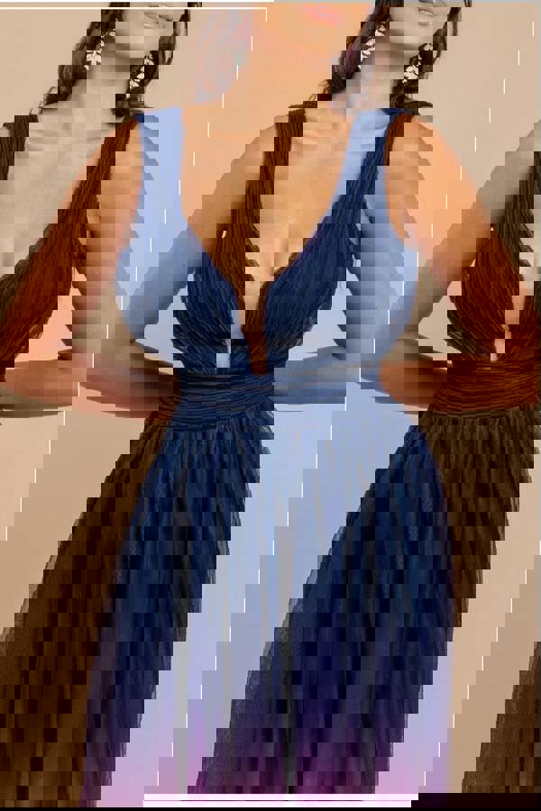 Sleeveless Ombre Pleated A-Line Maxi Dress - Pink Ombre DR4083