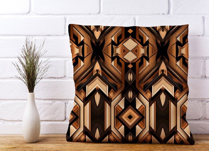 Warren Reed Black And Brown Intricate Pattern Cushions