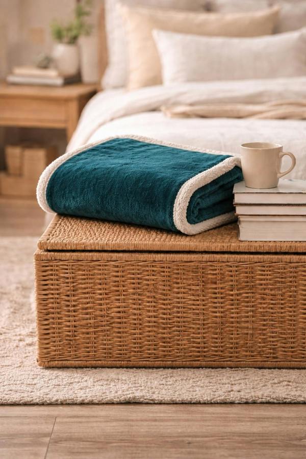 Dyzi Flannel & Sherpa Throw 130x170cm Bottle Green