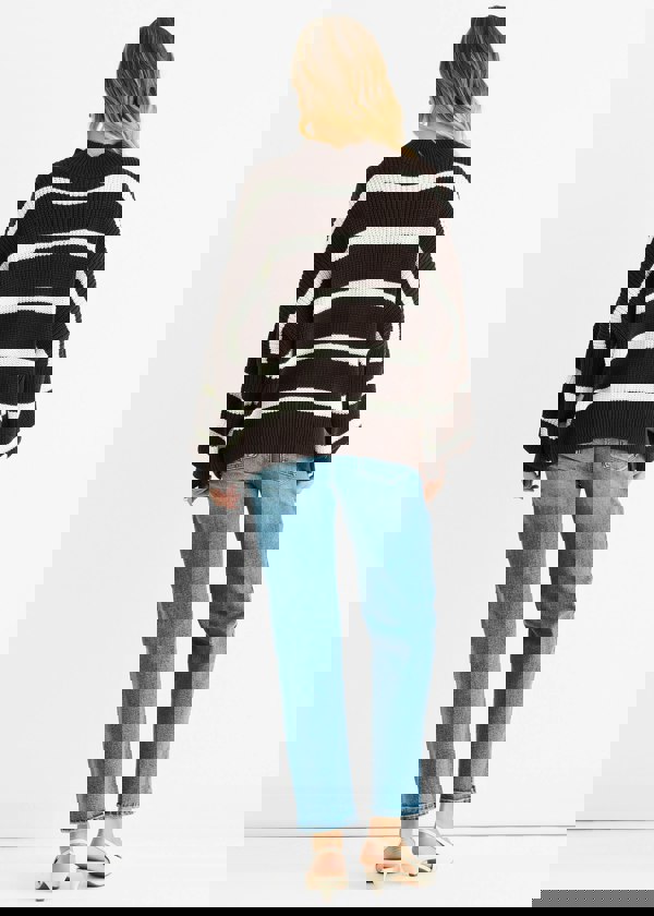 Gini London Chocolate Chunky Knit High Neck Jumper