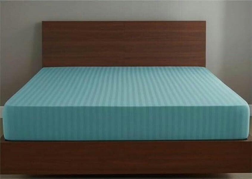 Night Zone Satin Stripe 250 Thread Count Cotton Flat Sheet – Hotel Style Bed Sheet - Aqua