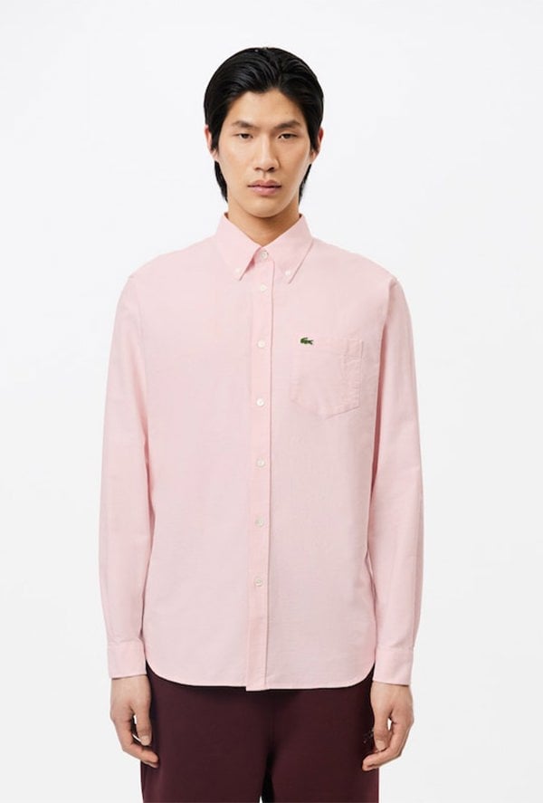 Lacoste Men's Regular Fit Cotton Oxford Shirt - Pink