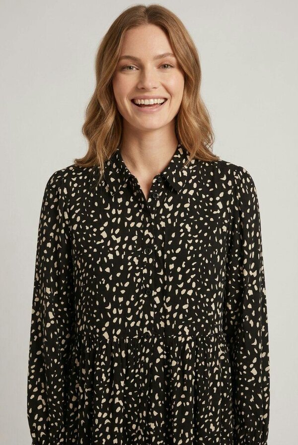 Izabel London Printed Collared Long Sleeve Midi Dress