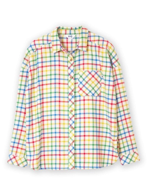 Kite Womens Organic Rainbow Leigh Oversized Flannel Check Shirt