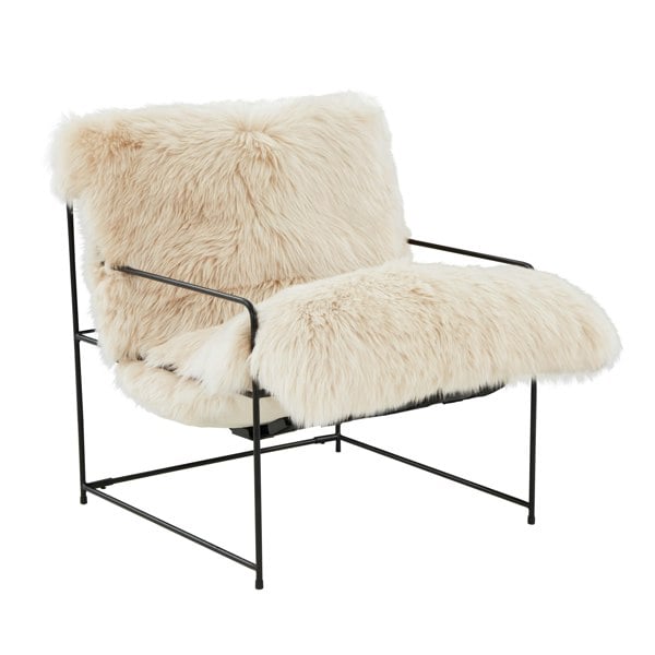 Furniture Edit Kimi Natural Genuine Sheepskin Occasional Accent Chair