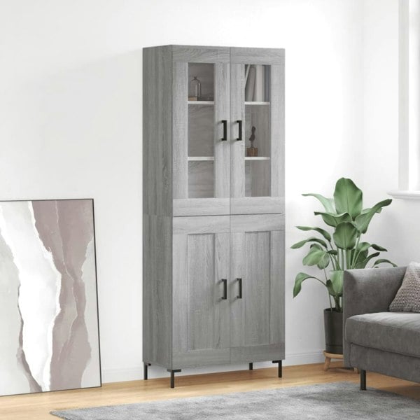 Berkfield Highboard Grey Sonoma 69.5x34x180 cm Engineered Wood