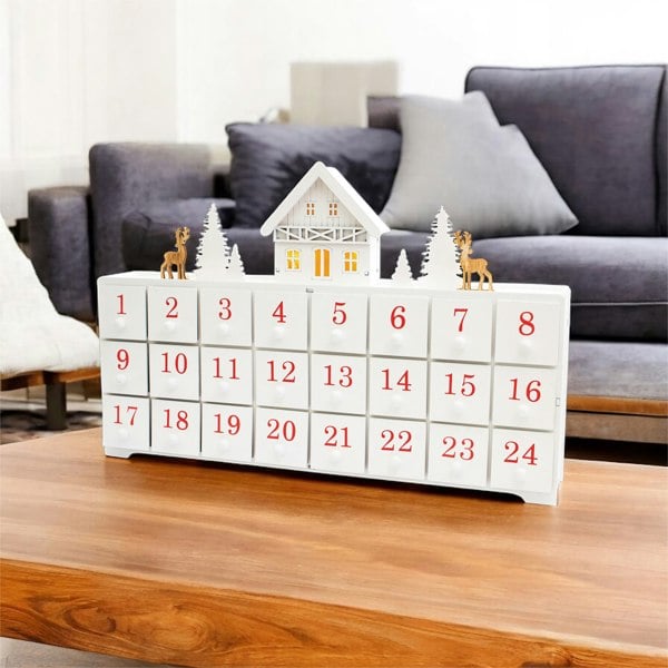 St Helens Christmas WHITE WOODEN ADVENT CALENDAR