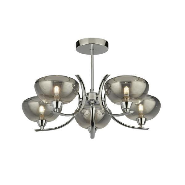 Pagazzi Lighting Hansel Semi  Flush 5 Light Smoked Glass Ceiling Light