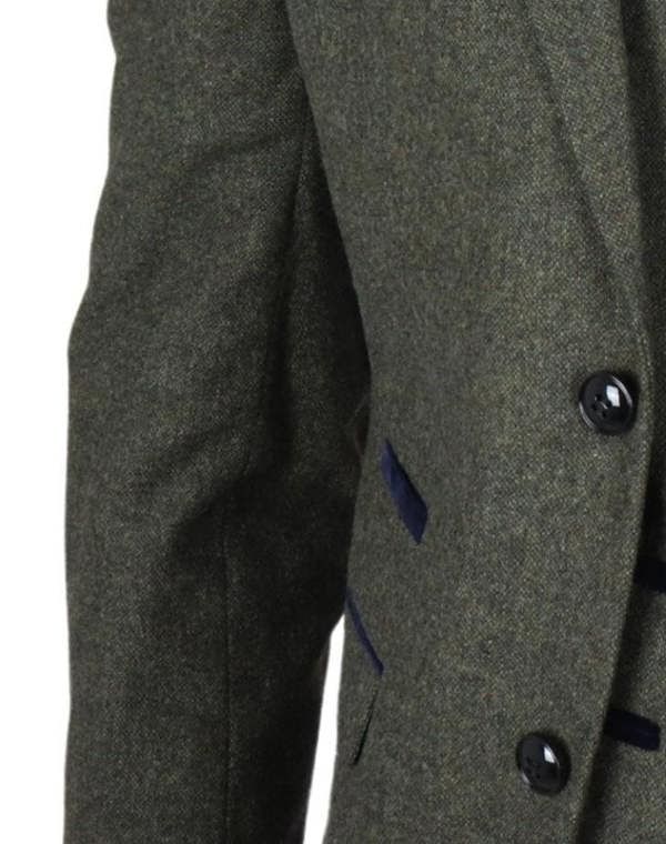 Infinity Leather Men's Olive Green Wool Blend Tweed Formal Blazer
